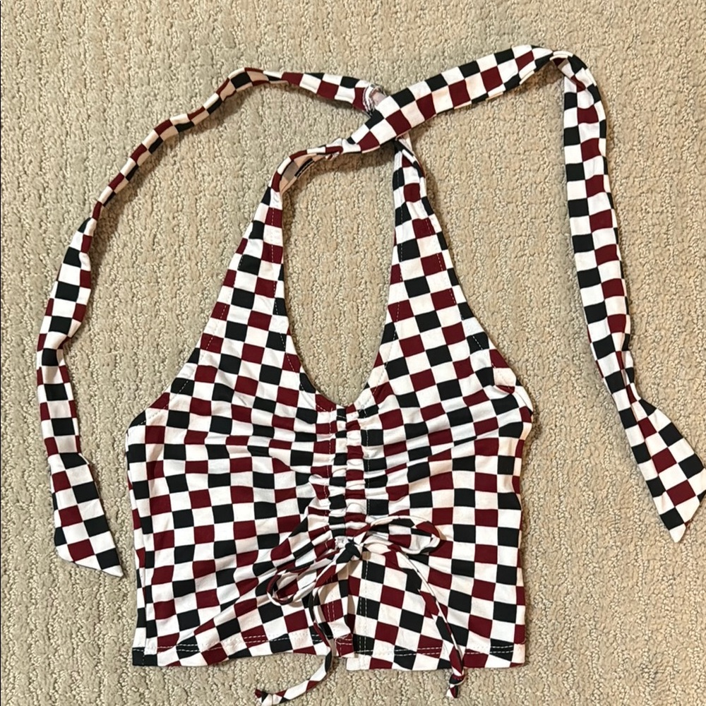 NWOT Urban Renewal Checkerboard Ruched Crop Top